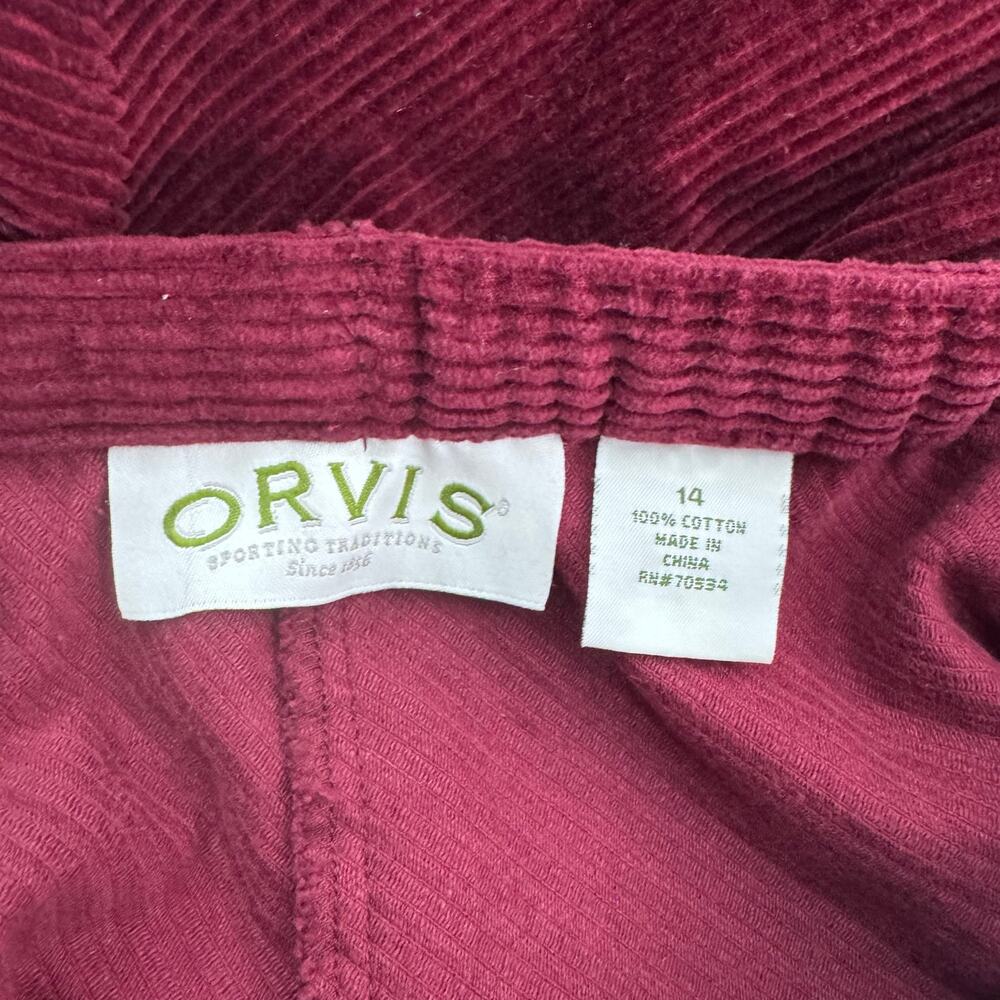 Vtg Orvis Women Sz 14 Maroon Corduroy A-Line Midi High Waist Skirt - Picture 4 of 7